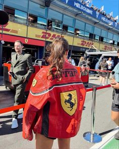 Ferrari Girl, Bentuk Alis, Ferrari Jacket, Race Outfit, Ferrari F1