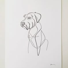 a black and white drawing of a dog