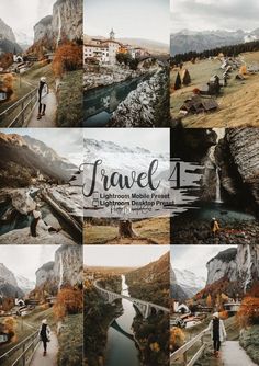 a collage of photos with the words travel 4 written in different languages and pictures