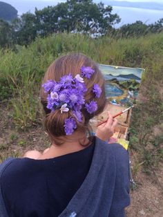 Flowers In Her Hair, Skateboarder, Make Art, Purple Flowers, Game Design, Flower Power, Her Hair, A Girl