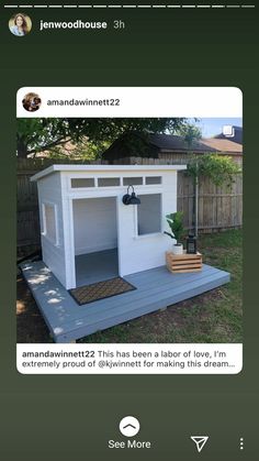 an instagramted photo of a dog house with the caption's name on it