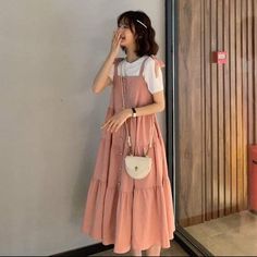 Korean Cute Dress Outfit Summer, Retro Style Women, Cute Modest Outfits, Modest Dresses Casual, Trendy Dress Outfits, Tube Top Dress, Korean Fashion Dress, Quick Outfits, Outfits 2023