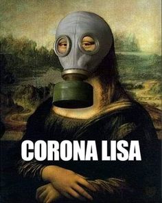 a person wearing a gas mask with the caption corona usa