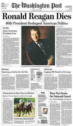 the washington post newspaper front page with an image of ronald reagan and his presidential horse