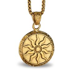 PRICES MAY VARY. Emanate an aura of elegance and creativity with the Golden Sun Pendant Necklace. This exquisite piece is more than just a mere accessory; it symbolizes the profound significance of the golden sun throughout history. Crafted with meticulous attention to detail, the pendant features a radiant golden sun, evoking the essence of light and life. The timeless symbol of creativity and creation, the pendant necklace serves as a tangible manifestation of the source of vitality and illumi Mens Necklace Pendant Gold, Sun Necklace Men, Apollo Jewelry, Apollo Core, Gold Jewelry Men, Light Meaning, Gold Amulet, Gold Pendants For Men, Gold Necklace For Men