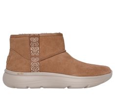 Keep your toes nice and cozy in premium quality style wearing Skechers On-the-GO Encore. This mid-top chugga style boot features a 3M Scotchgard treated genuine suede upper with artisanal detail, faux-shearling lining, ULTRA GO cushioning, and a Skechers Air-Cooled Goga Mat insole. | Skechers Women's On-the-GO Encore - Fireside Boots | Medium Width | Skechers Air-Cooled Goga Mat breathable insole with high-rebound cushioning | Treated with 3M Scotchgard to resist water and stains | Lightweight, Winter Mid-top Boots With Cushioned Footbed, Fall Mid-top Walking Boots, Fall Walking Mid-top Boots, Mid-top Cushioned Footbed Boots For Fall, Mid-top Cushioned Boots For Fall, Shoes Flats Sandals, Lace Up Wedges, Wide Shoes, Mid Top