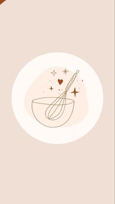 an illustration of a whisk in a bowl with stars and hearts on it