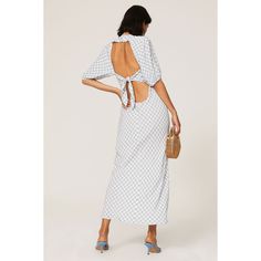 Blue and white check printed crepe (100% Viscose). Hourglass. Short sleeves. V-neckline. Side zipper closure. Imported. Chic Gingham Plaid Dress With V-neck, Chic Gingham Maxi Dress, Rent The Runway, Closet Designs, Gingham Check, Side Zipper, Spice Things Up, Gingham, Print Dress