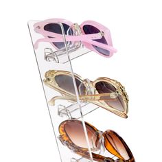 #AC-043 Clear Acrylic Angled Frame Riser For 3 Frames Some Assembly RequiredUnit: EachMeasures 2 3/4"W X 4"D X 10"H Eyeglasses Display, Eyewear Display, Sunglasses Display, Frame Stand, Acrylic Frames, Curtain Accessories, Display Design, Eyeglasses Frames, Ebern Designs