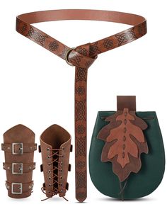 PRICES MAY VARY. Reliable Material: these renaissance costume accessories contains medieval belt, renaissance belt pouch and leather bracers, and they are all made of quality PU leather, scratch and water resistance, providing strong durability and finishing with nice quality Size Information: our coffee color renaissance belt measures about 63 x 1.4 inch/160 x 3.5 cm, not only suitable for daily wear, but also for daily wear; The green medieval belt pouch measures about 5.31x 7.09 x 6.89 inch/1 Medieval Belt Pouch, Leaf Belt, Diy Leather Working, Belt Bag Leather, Medieval Cosplay, Viking Belt, Ren Faire Costume, Leather Bracers, Medieval Viking