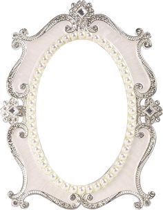 an ornate white frame with pearls on the edges