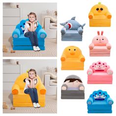 Plush Folding Children's Sofa Backrest Armchair 2 In 1 Folding Children's Sofa Cute Cartoon Lazy Sofa Without Padding Or Padding Core Features: Plush slip cover is removable and washable.Can be used as a bed for nap or a sofa chair for toddlers.-use, as sofa or lounger bed for kids after fulling.Soft plush materials that is comfortable and easy to wash/clean. MATERIAL：Delicate velvet fabric, comfortable and smooth, lint-, no fade, more durable than ordinary cotton. Removable and washable outer cover,you can keep the sofas clean at all times. The kids sofa using electric engraving printing,cleaning is not easy to deformation and fade. 2 IN 1 Kids Sofa：Long sized sofa bed for kids. Fold-out bottom piece 2 in 1 Flip Open Kids sofa bed, gives childrens the option of lying down flat. Give child Sofa Bed For Kids, Large Couch Pillows, Bed For Kids, Large Couch, Toddler Chair, Engraving Printing, Clean Sofa, Kids Sofa, Lazy Sofa