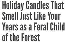 the words holiday candles that smell just like your years as a feral child of the forest