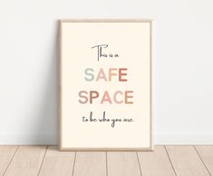 this is a safe space to be who you are printable poster in pink and orange