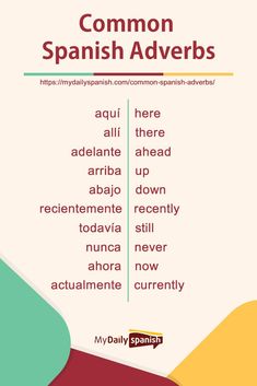 the spanish words are in different colors