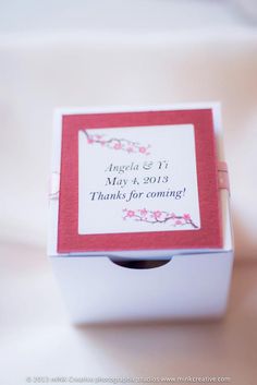 an open box with a wedding date on it