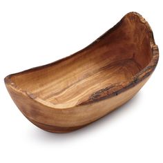 a wooden bowl on a white background