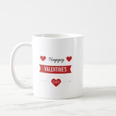 happy valentine's day coffee mug with hearts