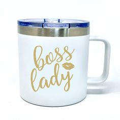 PRICES MAY VARY. Boss Day Gifts for Women - Coffee Mug for Women, Bosses, Coworkers: This cute, stainless steel coffee mug tumbler is sure to put a smile on your favorite woman's face! Has the funny saying: "Boss Lady" screen printed in gold print on the front and back. Vacuum Insulated Stainless Steel Tumbler - Keeps Drinks Hot and Cold for Hours: This high quality vacuum insulated 14 oz coffee mug tumbler is perfect for keeping drinks hot and cold for hours! Keeps drinks hot for 4 to 6 hours a Best Office Gifts, Paper Anniversary Gifts, Best Boss Gifts, Boss Lady Mug, Coffee Mug Tumbler, Boss Gifts, Bosses Day Gifts, Best Boss, Employee Appreciation Gifts