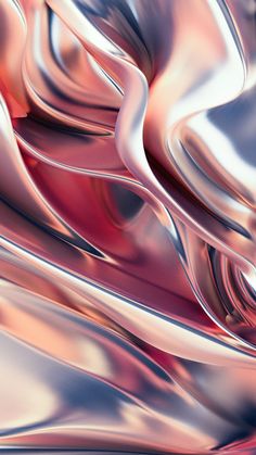 an abstract image of silver and pink colors with wavy lines on the bottom right side