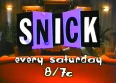 the logo for snick every saturday 8 / 7c on an old tv screen