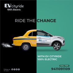 an electric vehicle with the words ride the change on it