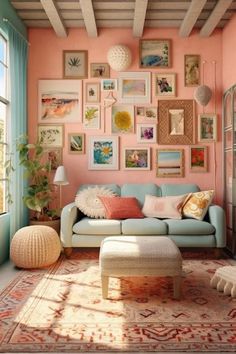 Maximalismo - ideas de diseño de interiores Pastel Color Room, Pastel Home Interior, Pastel Office Decor, Pastel Dining Room, Theme Pastel, Pastel Living Room, Deco Pastel, Pastel Interior, Colorful Apartment