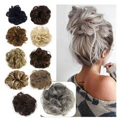 FLORATA Hair Bun Extensions Curly Messy Updo Donut Chignons Hairpiece Color: Black. Messy Bun Hair Pieces, Plus Size Up Do Hair, Elegant Chignon, Bun Extensions, Rose Bun, Messy Hair Bun, Hair Donut, Bun Hair Piece, Chignon Hair