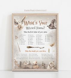 what's your wizard name? printable poster