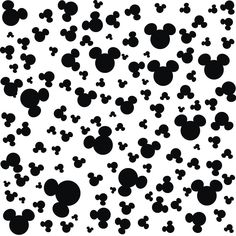 black and white mickey mouse silhouettes are shown in the shape of an abstract pattern