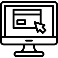 a computer monitor with an arrow pointing to the screen and clicking down it's button