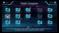 a computer screen with icons and text on the bottom right corner that says, flight computer