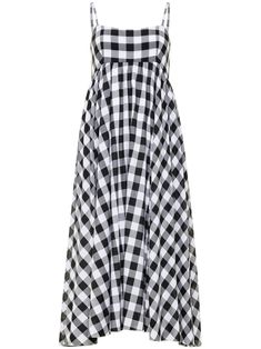 black/white gingham check pattern spaghetti straps square neck asymmetric hem mid-length Summer A-line Plaid Dress, Spring Plaid Midi Dress Knee-length, Picnic Sundress With Square Neck, Gingham Midi Sundress For Picnic, Gingham Sundress For Picnic, Summer Midi-length Plaid Dress For Picnic, Summer Midi Length Plaid Picnic Dress, Summer Midi Length Plaid Dress For Picnic, Summer Plaid Midi Dress For Picnic