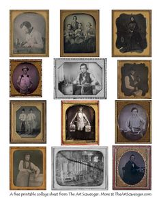 an old - fashioned photo collage shows many different people in the same family's portraits