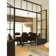 iwd-iron-french-double-interior-door-with-kick-plate-no-threshold-cifd-in005-6-lite-square-transom-two-sidelights Black Metal French Doors, Metal French Doors, French Double Doors, Steel French Doors, Table With Chairs, Internal French Doors, Glass French Doors, Wrought Iron Doors, Glass Doors Interior