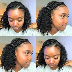 Curls with plaits on women Fancy Black Hairstyles, Long Natural Hairstyles For Black Women, Bob Hairstyles For Black Women, Cabello Afro Natural, Natural Hair Stylists, Protective Hairstyles For Natural Hair, Natural Hairstyle, Hair Twist Styles