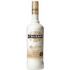 a bottle of cruzan rum cream on a white background