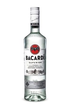 a bottle of bacardi vodka on a white background