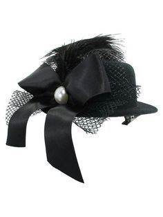 Womens Girls Ringmaster Black Mini Top Hat Fascinator On Hair Clips Feather Pearl Stud Bow Dancers S Victorian Steampunk Costume, Burlesque Showgirl, Top Hat Fascinator, Top Hats For Women, Fascinator Hair, Toy Story Costumes, Black Top Hat, Hat Fascinator, Mini Top Hat