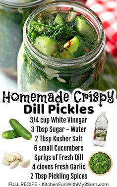 homemade crispy dill pickles recipe in a jar