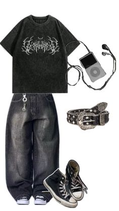 Grunge fit🎸🖤🤘 Skater Fits, Grunge Fits, Grunge Fashion Soft, Baggy Style, Baggy Clothes, Cool Fits, Casual Style Outfits, Streetwear Outfit, Grunge Fashion