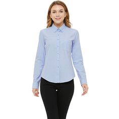 PRICES MAY VARY. CLASSIC PURE COLOR OXFORD SHIRT: Our work shirts for women are made from cotton and polyester for maximum comfort.lapel womens dress shirts will allow you to stay comfortable for all day long. Say goodbye to stiff, scratchy fabrics at work. Perfectly paired with a dress, jeans, shorts, and sandals for a decent look. PROFESSIONAL SHIRTS ARE NOT EASY TO WRINKLE: Our Long sleeve  Collared Shirts are versatile and high quality enough to work in all sorts of situations. They are suit Fitted Cotton Top, Hawaiian Shirt Women, Classic Blouses, Professional Wear, Dress Shirts For Women, Oxford Shirt, Work Shirts, Cotton Tops, Collar Shirts