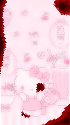 the hello kitty wallpaper is pink and red