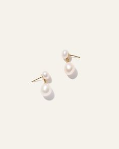 Freshwater Cultured Pearl Bold Drop Earrings Simple Classic Wedding, Modern Pearl Earrings, Top Pearl, Wedding 2025, Bridal Earrings Pearl, Gold Diamond Rings, Pearl Size, Pearl Drop Earrings, Organic Beauty