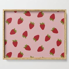 strawberry pattern on pink background serving tray