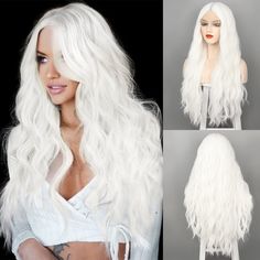 PRICES MAY VARY. 【High-quality materials】100% soft silky heat-resistant fiber and delicate lace scalp give this synthetic wig a realistic and natural appearance. It looks like human hair and feels soft and smooth. When you wear this long wavy lace wig in the middle part, the breathable stretch mesh brings you a comfortable experience. 【Colors & Package】 There are Various Colors Available for You to Choose From. Natural black, Blonde, blue, pink, orange, Auburn, Purple, All Wigs with Different Co Wavy Lace Wig, White Wigs, Silver Wigs, White Wig, Medium Curly, Long Curly Wig, Natural Wigs, Synthetic Lace Wigs, Red Wigs