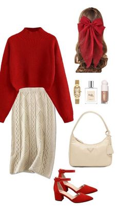 Fall Outfits With Sweaters, Modest Christmas Outfit, Outfits With Cardigans, Outfit Vestido Rojo, Fall Weekend Outfits, Modest Winter Outfits, Modesty Outfits, Weekend Outfits