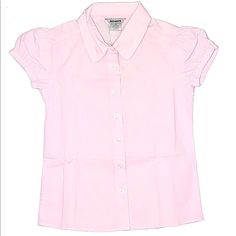 New With Tags Pink Dress Shirt For Girls Size 6-8. Closure Type: Button Sleeve Type: Short Puff Sleeve Material Composition: Cotton/Polyester Oxford Fabric Color: Pink Features:Classical School Uniform Design, Puff Sleeve, Casual, Solid Color, Well Match Girl's Poodle Skirt More Details: Plastic Buttons, Cotton Blend, Contrast Binding Around Neck, Garment Wash Washing And Ironing : Wash With Dark Colors, Gentle Machine Or Hand Wash, Do Not Tumble Dry, Do Not Iron, Do Not Dry Clean. Cute Pink Tops For School, Pink Summer School Tops, Cute Pink Puff Sleeve Tops, Pink Shirt For School In Spring, Pink Spring Shirt For School, Preppy Pink Tops For School, Pink Short Sleeve Tops For School, Preppy Pink Top For School, Cute Pink Short Sleeve Blouse