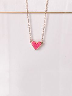 Pink Love Heart Necklace | Sassy Shortcake Pink Heart Charm Necklace With Adjustable Chain, Pink Heart Pendant Necklace With Adjustable Chain, Pink Heart Necklace With Adjustable Chain, Heart Necklace With Heart Charm For Parties, Pink Heart Beads Necklace For Party, Pink Party Necklace With Heart Beads, Pink Necklace With Heart Beads For Party, Valentine's Day Pink Heart Necklace With Adjustable Chain, Heart Charm Necklace For Valentine's Day Party