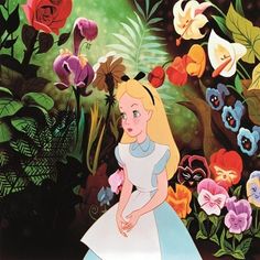 an image of alice in the garden with flowers